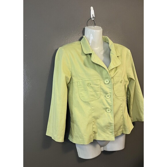 Marianne Jacket Womens Large Light Green Button Front Cotton Blend Casual USA - Picture 2 of 6